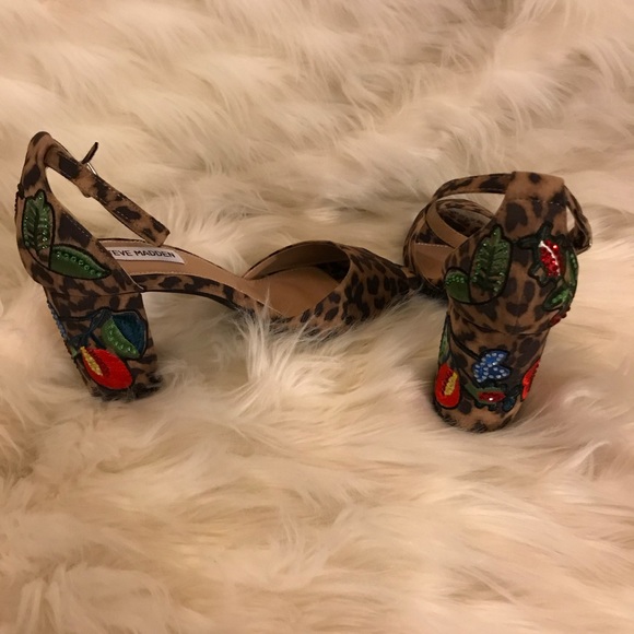 STEVE MADDEN Leopard Print Open Toe Heels - Picture 2 of 8